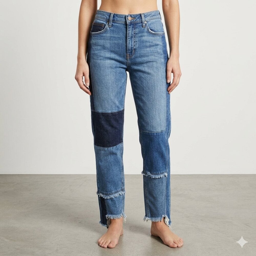 Joe's Jeans The Debbie Patchwork High Rise Straight Ankle Jeans Size 29